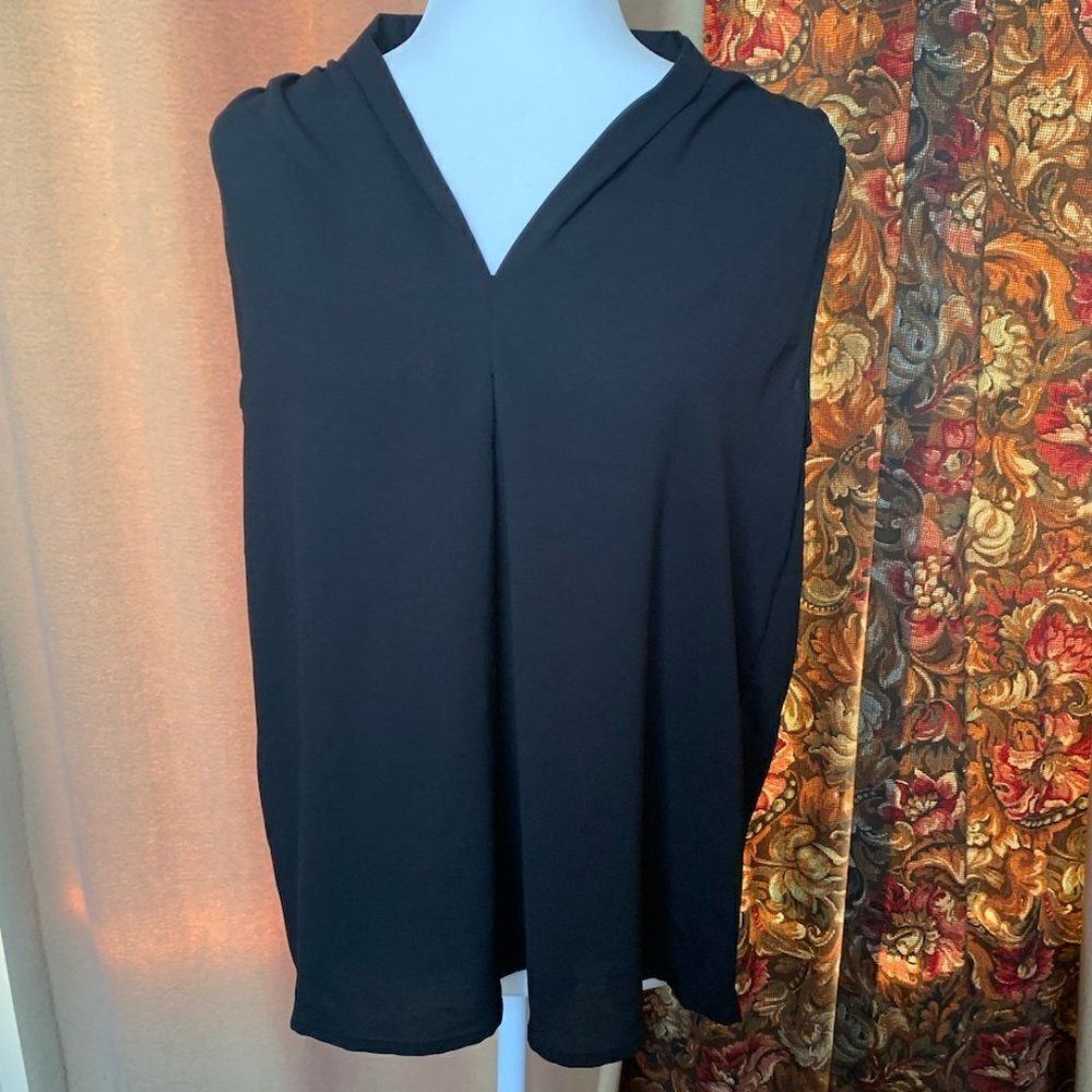 Nine West Sleek V-Neck Black Blouse